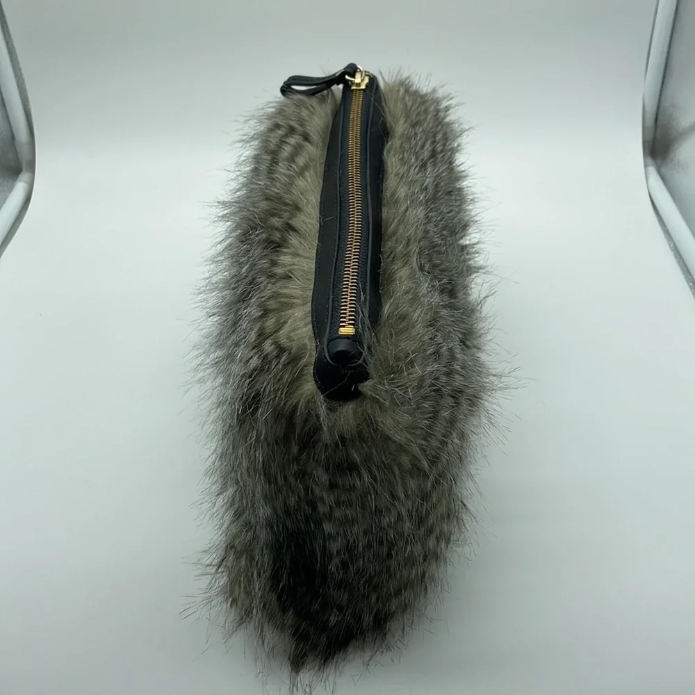 Ann Taylor Grey Fur Clutch NWT - Picture 4 of 10
